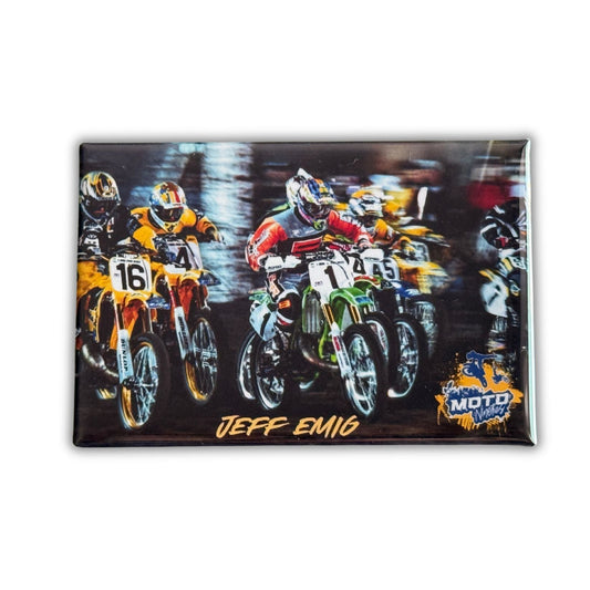 Jeff Emig leading a first-turn holeshot battle aboard his factory Kawasaki.