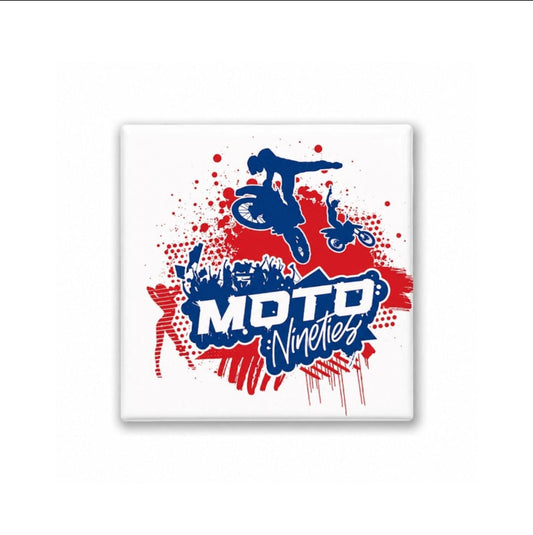Moto Nineties™ Official Logo Magnet – White Edition